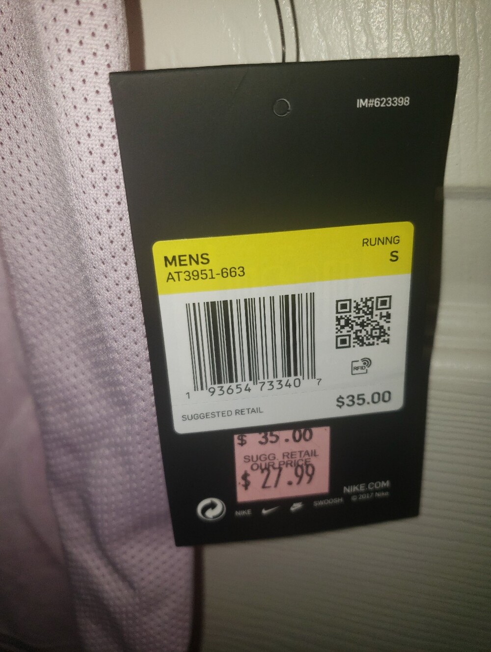 Size S Nike Men's Light Pink Dri-FIT Short Sleeve Shirt - Picture 3 of 5